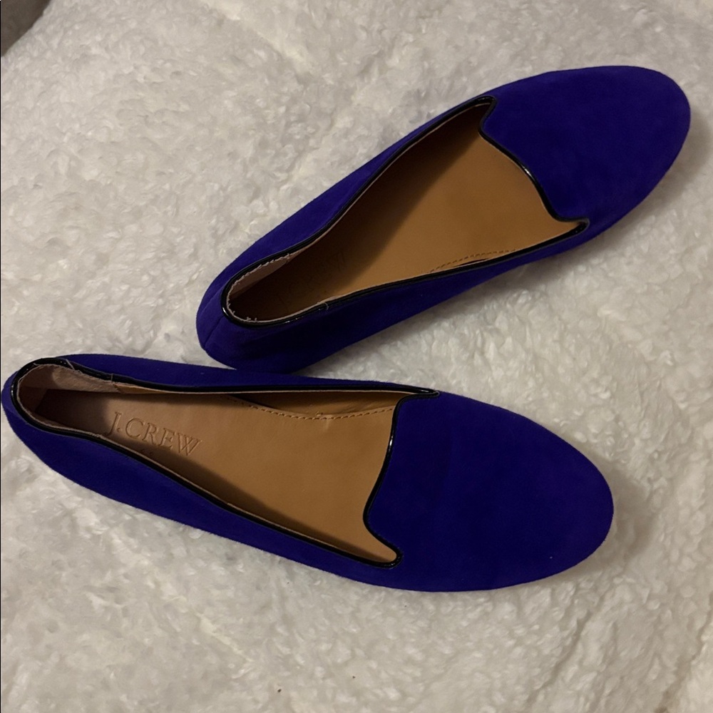 J. Crew Women's purple suede black trim piping Flats
